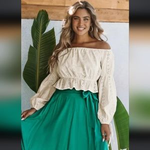 Elegant Cream Off-Shoulder Top